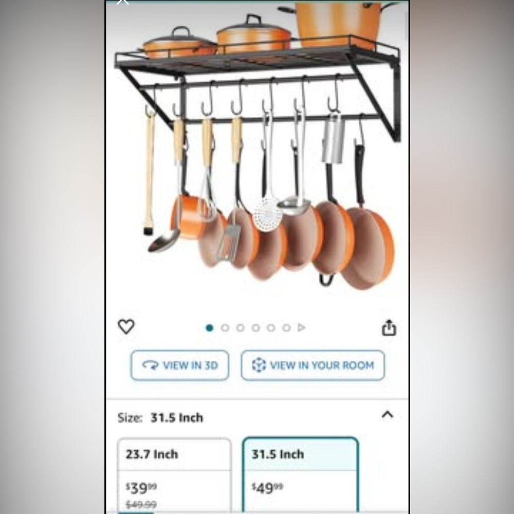 OROPY 31.5 Inch Wall Mounted Pot Rack Storage Shelf with 2 Tier
Brand New in Box